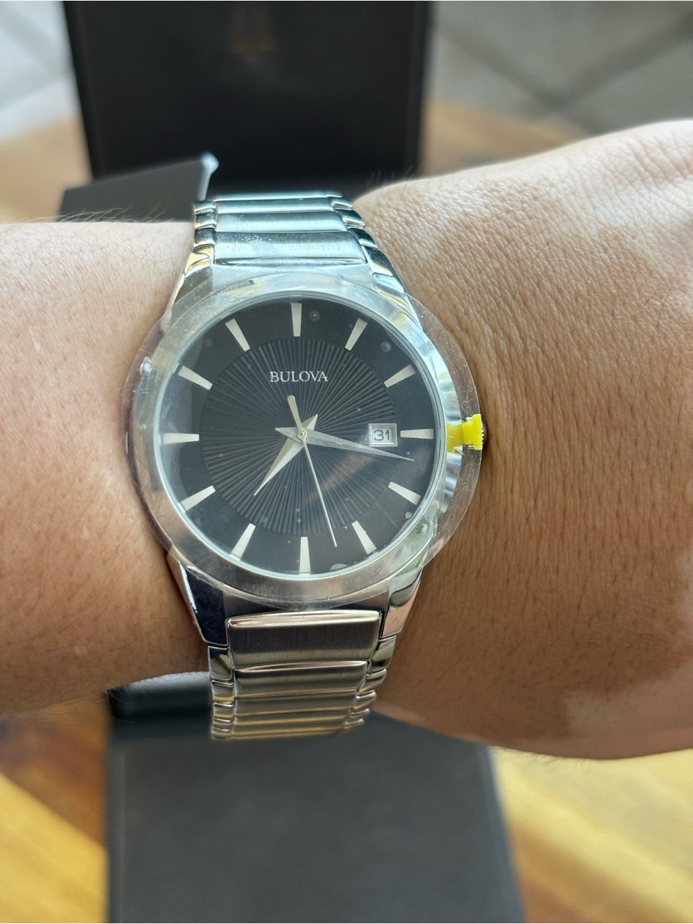 NWT Bulova Men’s Classic Stainless Steel Watch - Black Dial 96B149